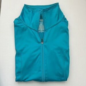Danskin Now Semi-Fitted Aqua/Teal Long Sleeve Zip Up Jacket Size Small